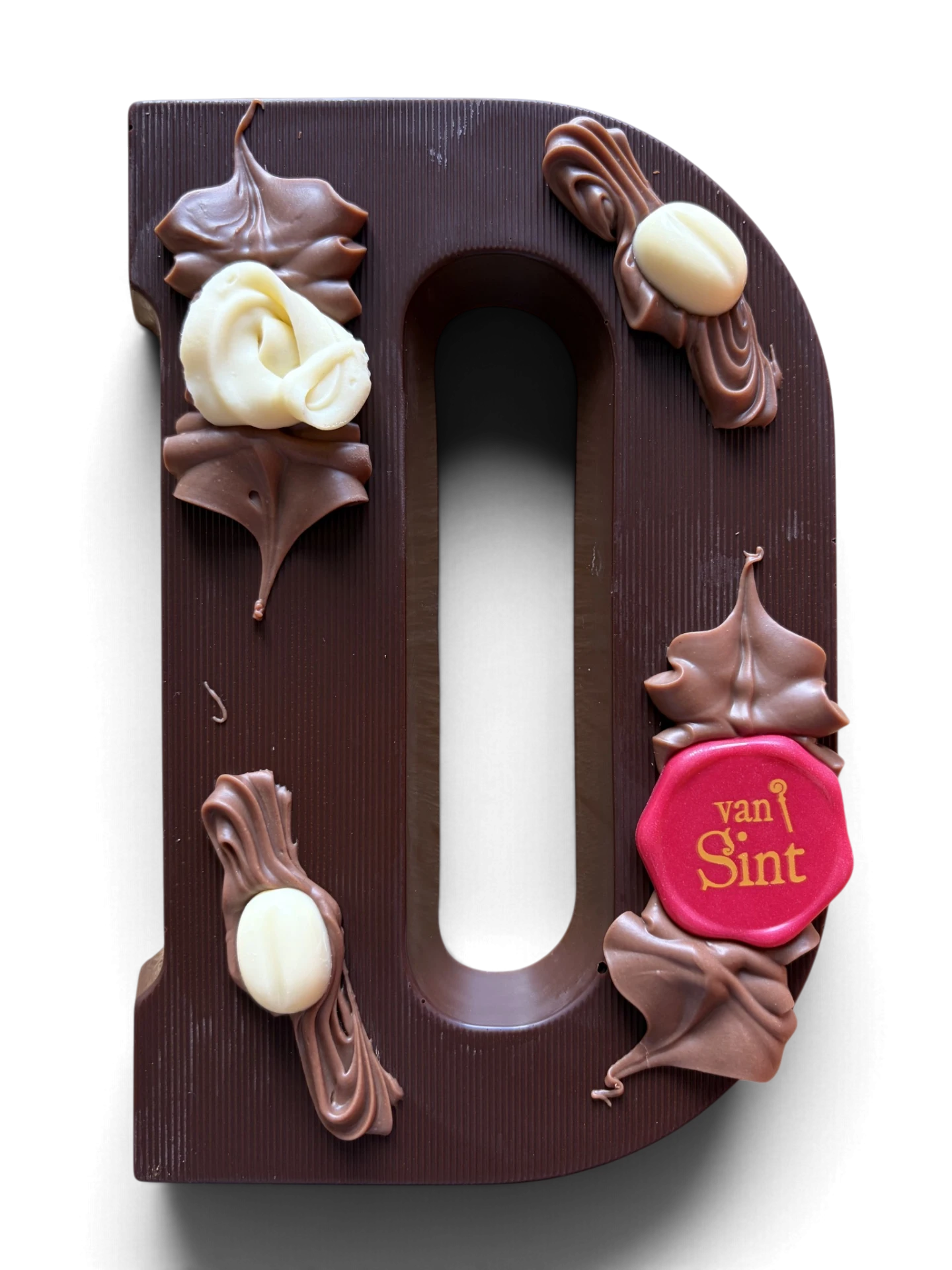 Chocoladeletter D, puur, Van Sint-zegel