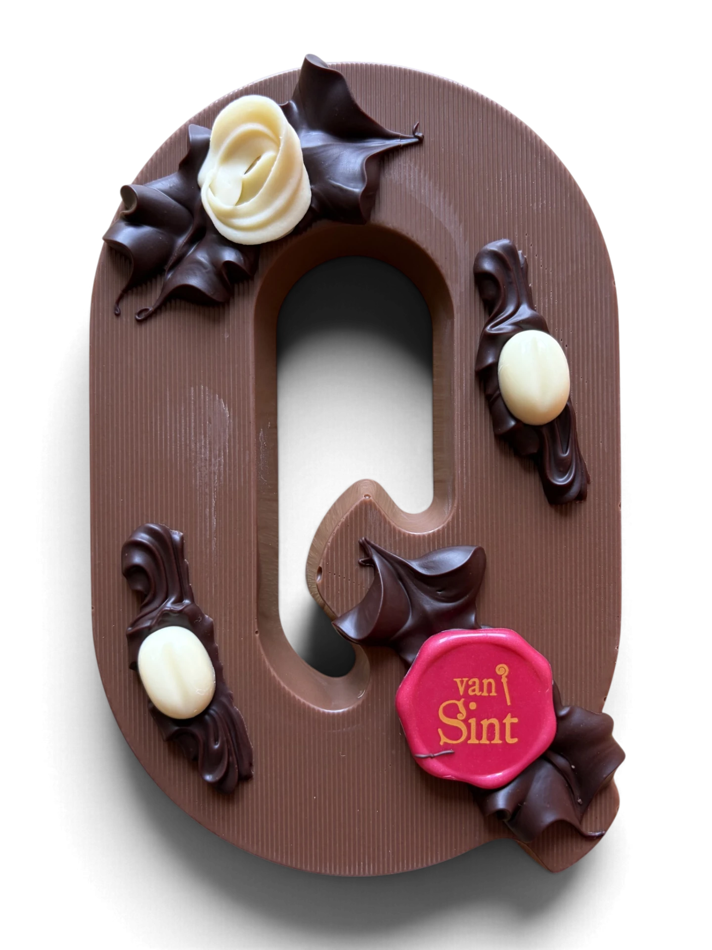 Chocoladeletter Q, melk, Van Sint-zegel
