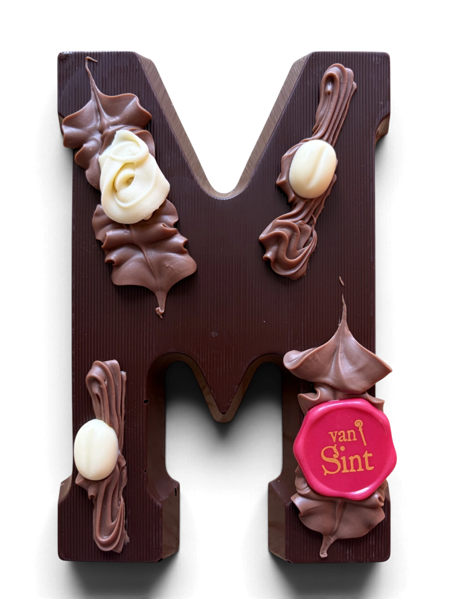 Chocoladeletter M, puur, Van Sint-zegel
