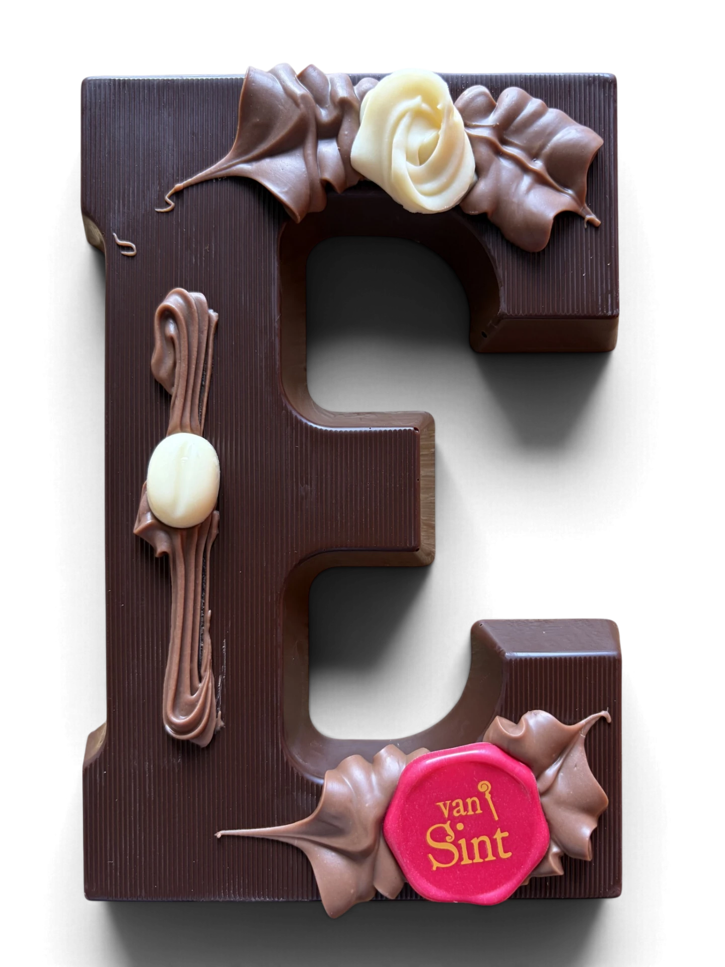 Chocoladeletter E, puur, Van Sint-zegel