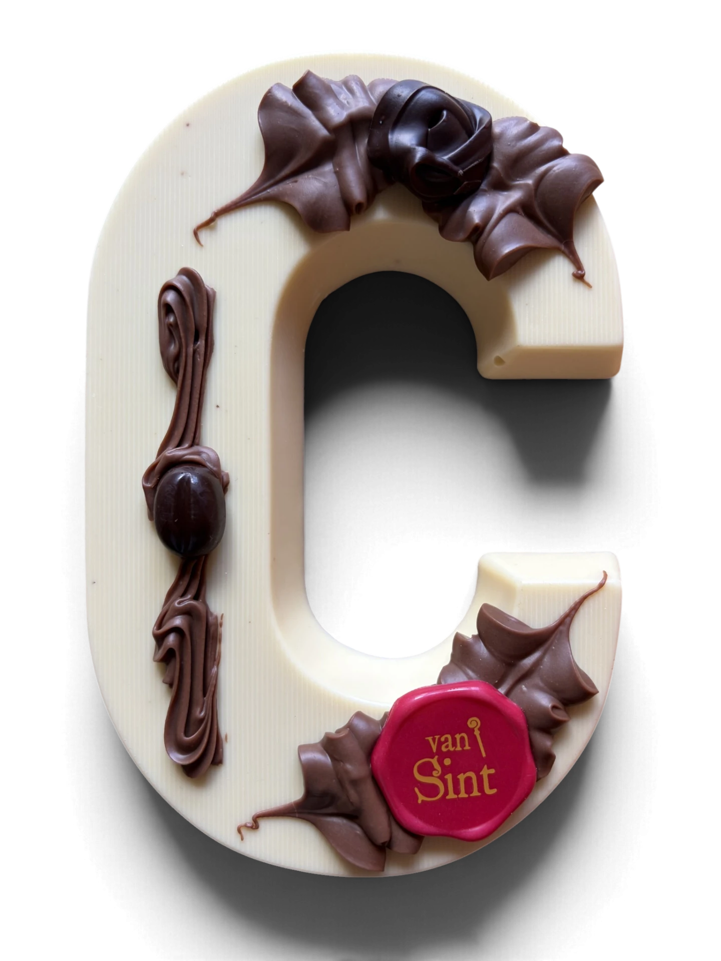 Chocoladeletter C, wit, Van Sint-zegel