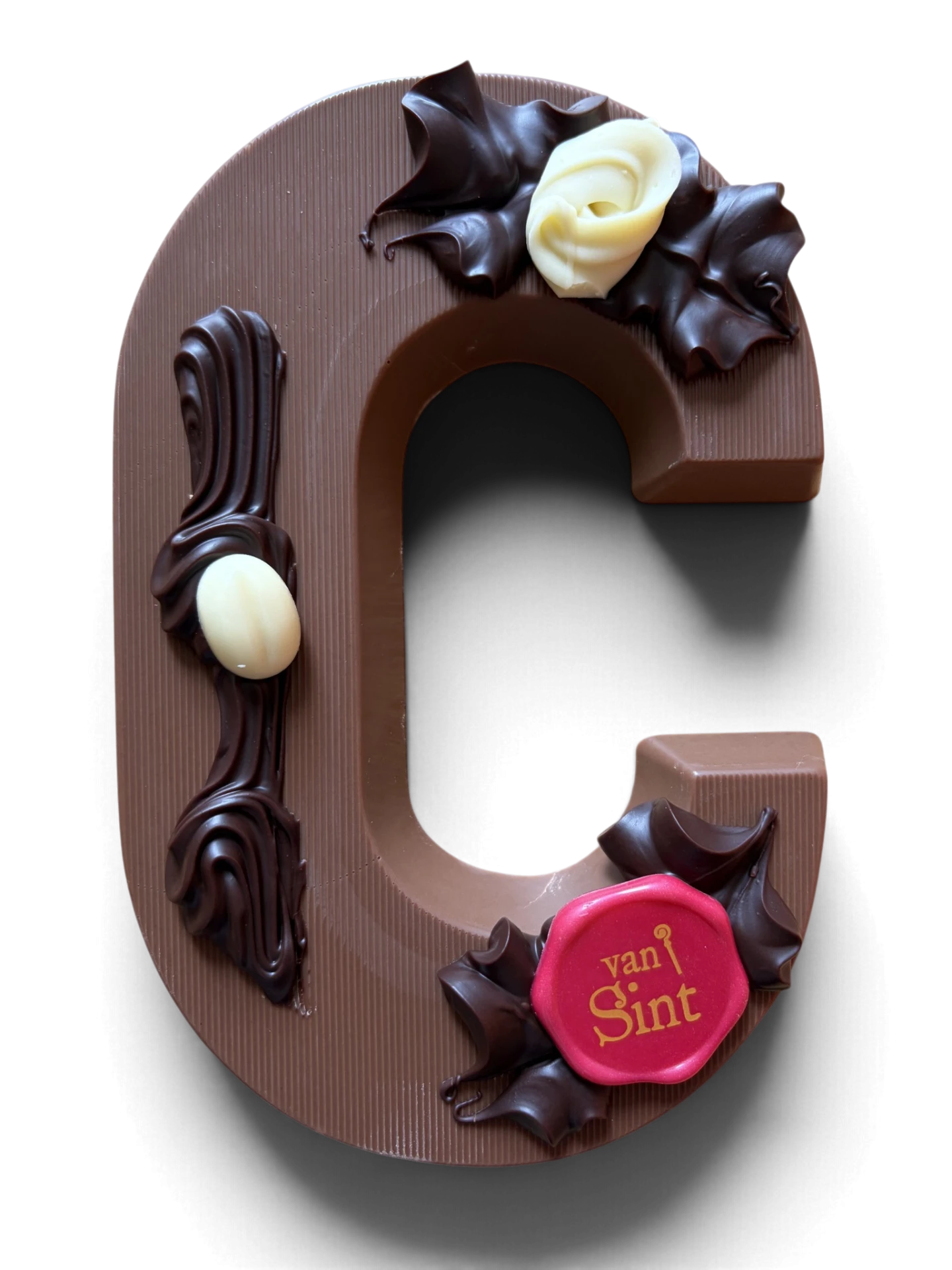 Chocoladeletter C, melk, Van Sint-zegel