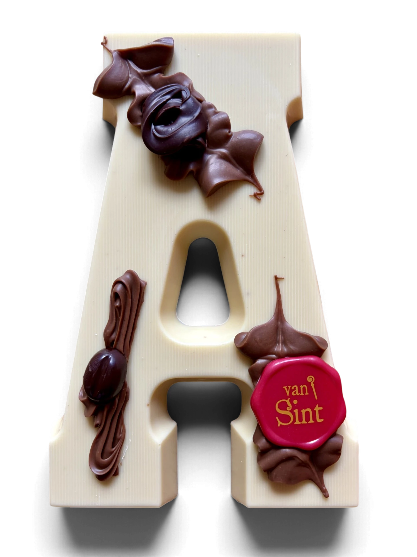Chocoladeletter A, wit, Van Sint-zegel
